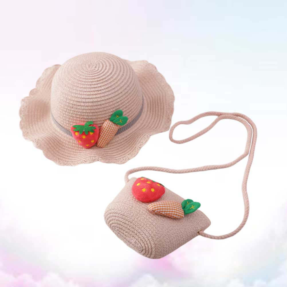 Sun Hat Wide Brim - 1 Set Kinder Stroh Sonnenschutzhut Rosa