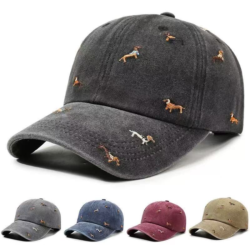 Golf Cap Dad - Dackel-Stickerei Gewaschene Baumwolle Verstellbare Baseballkappe Klassische