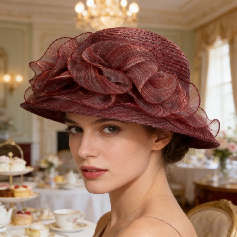 Sun Hat Wide Brim - Damen-Sonnenhut aus transparentem Gaze-Stoff, faltbar, für