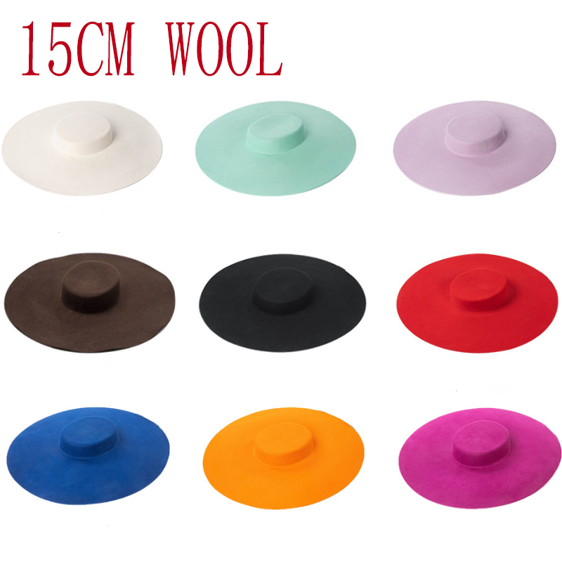 Fedora Hat Wool - 15 cm WOLL Weizen breite Krempe