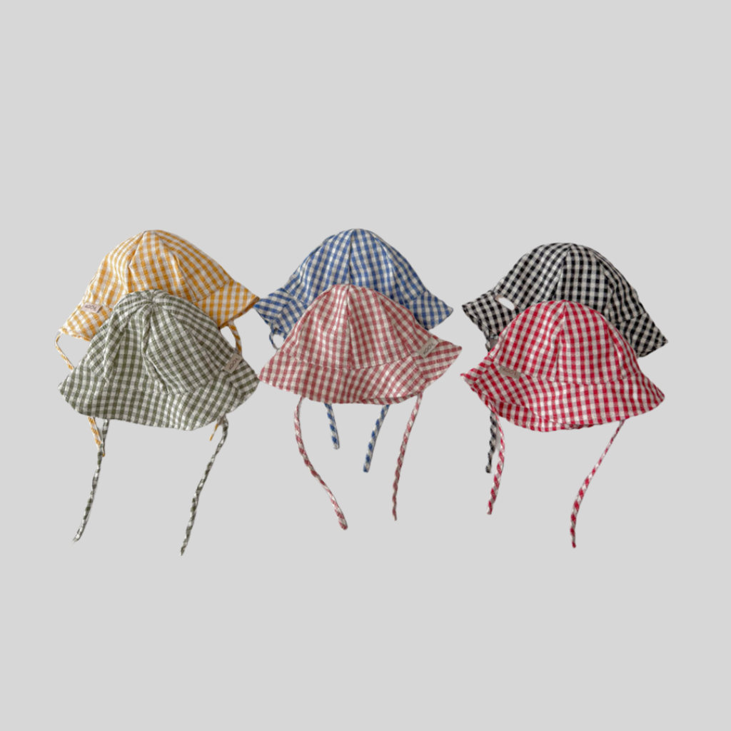 Sun Hat Wide Brim - Ins Stil Plaid Baby Eimer Hut