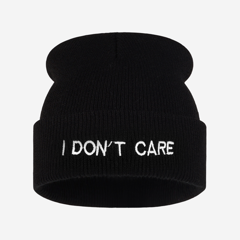 I DON'T CARE Text-Strickmütze  – Beanie Cuffed Knit Bewertung und Preis