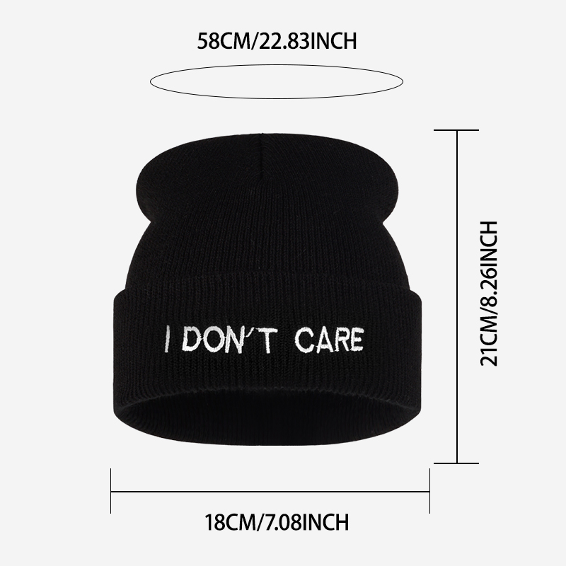 I DON'T CARE Text-Strickmütze  – Beanie Cuffed Knit Bewertung und Preis