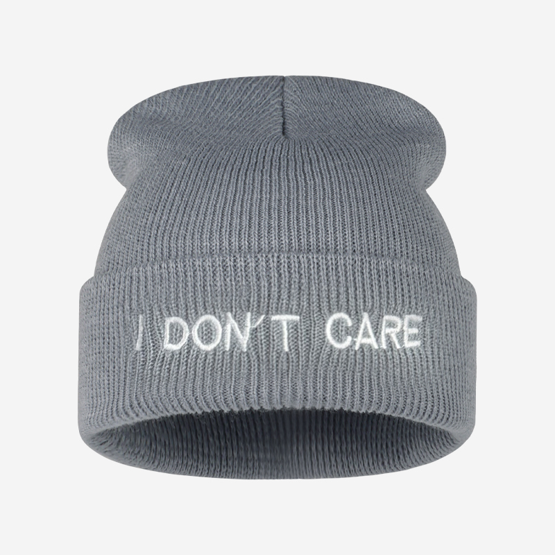 I DON'T CARE Text-Strickmütze  – Beanie Cuffed Knit Bewertung und Preis